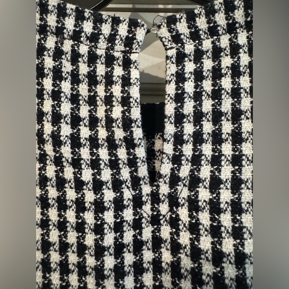 Anthropologie Maeve Townsend Black White Houndstooth Short Sleeve Top Boxy Sz 2 - Picture 7 of 16